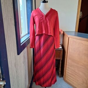 Sonia G 1990's Metallic Stripped Dress W/Jacket, Size 4P, Style#25518HL